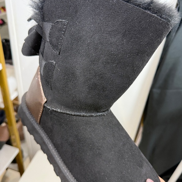 Women BOOTS WITH BOW fur line  2060 black - Picture 5 of 6